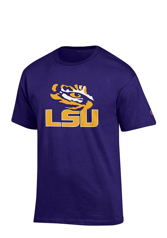 Champion LSU Tigers Purple Big Logo Design Short Sleeve T Shirt