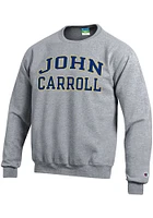 Champion John Carroll Blue Streaks Mens Grey Fleece Long Sleeve Crew Sweatshirt