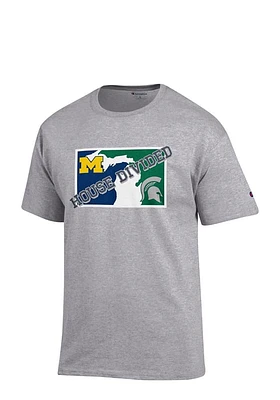Champion  Grey House Divided Design Short Sleeve T Shirt