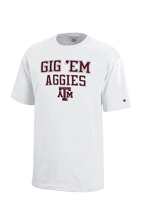 Champion Texas A&M Aggies Youth White Gig Em Short Sleeve T-Shirt