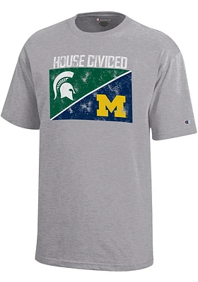 Champion Michigan Wolverines Youth Grey House Divided Short Sleeve T-Shirt
