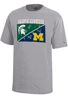 Champion Michigan Wolverines Youth Grey House Divided Short Sleeve T-Shirt