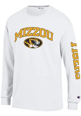 Champion Missouri Tigers White Arch Mascot Sleeve Hit Long T Shirt