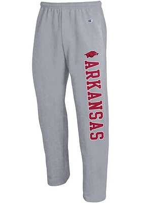 Champion Arkansas Razorbacks Mens Grey Open Bottom Sweatpants