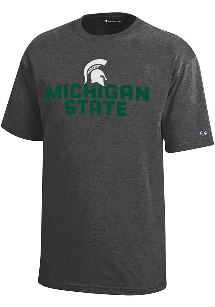 Champion Michigan State Spartans Youth Grey Stacked Logo Short Sleeve T-Shirt