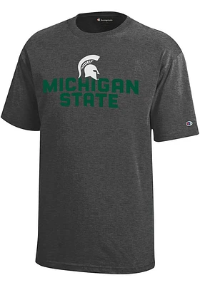 Champion Michigan State Spartans Youth Grey Stacked Logo Short Sleeve T-Shirt