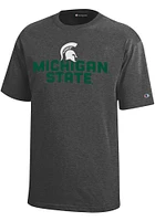 Champion Michigan State Spartans Youth Grey Stacked Logo Short Sleeve T-Shirt