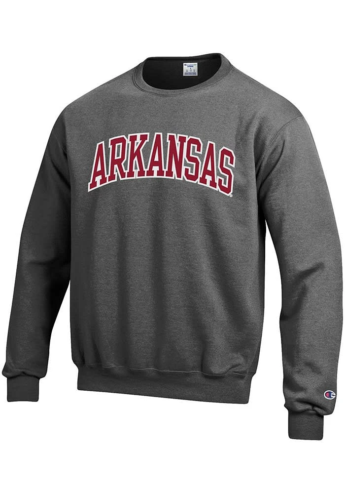 Champion Arkansas Razorbacks Mens Charcoal Arch Long Sleeve Crew Sweatshirt