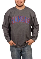 Champion Kansas Jayhawks Mens Charcoal Arch Long Sleeve Crew Sweatshirt