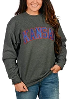 Champion Kansas Jayhawks Mens Charcoal Arch Long Sleeve Crew Sweatshirt