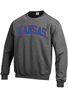 Champion Kansas Jayhawks Mens Charcoal Arch Long Sleeve Crew Sweatshirt