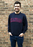 Champion Kansas Jayhawks Mens Navy Blue Arch Long Sleeve Crew Sweatshirt