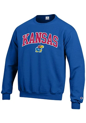 Champion Kansas Jayhawks Mens Arch Mascot Long Sleeve Crew Sweatshirt