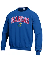 Champion Kansas Jayhawks Mens Arch Mascot Long Sleeve Crew Sweatshirt