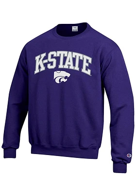 Champion K-State Wildcats Mens Purple Arch Wordmark Mascot Long Sleeve Crew Sweatshirt