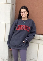 Champion Louisville Cardinals Mens Charcoal Arch Long Sleeve Crew Sweatshirt