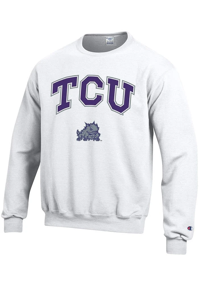 Champion TCU Horned Frogs Mens Arch Mascot Long Sleeve Crew Sweatshirt