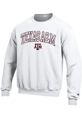 Champion Texas A&M Aggies Mens White Arch Logo Long Sleeve Crew Sweatshirt