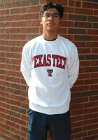 Champion Texas Tech Red Raiders Mens White Arch Logo Long Sleeve Crew Sweatshirt