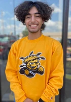 Champion Wichita State Shockers Mens Gold Big Logo Long Sleeve Crew Sweatshirt