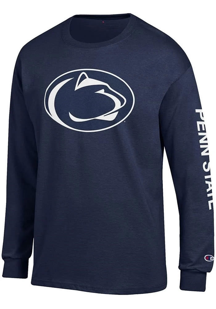 Champion Penn State Nittany Lions Navy Blue Primary Logo W/ Sleeve Hit Long T Shirt
