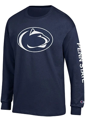 Champion Penn State Nittany Lions Navy Blue Primary Logo W/ Sleeve Hit Long T Shirt