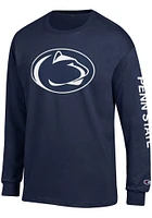 Champion Penn State Nittany Lions Navy Blue Primary Logo W/ Sleeve Hit Long T Shirt