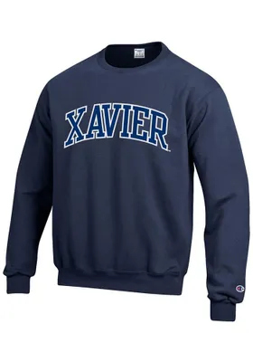 Champion Xavier Musketeers Mens Navy Blue Arch Twill Long Sleeve Crew Sweatshirt