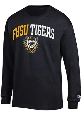 Champion Fort Hays State Tigers Black ARCH MASCOT Long Sleeve T Shirt
