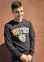 Champion Fort Hays State Tigers Black ARCH MASCOT Long Sleeve T Shirt