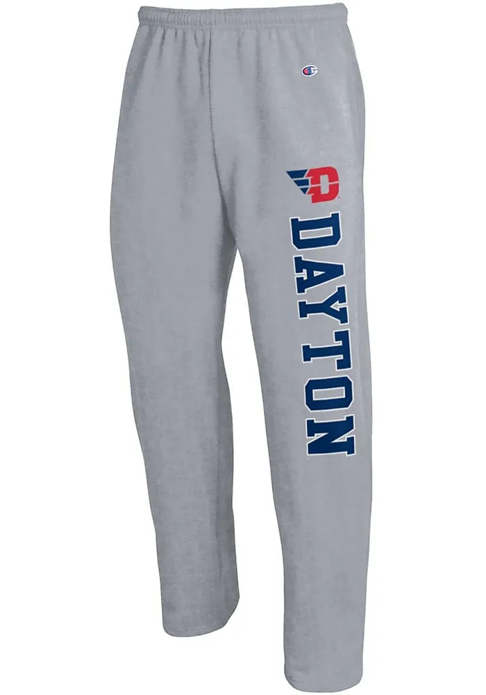 Champion Dayton Flyers Mens Grey Open Bottom Sweatpants