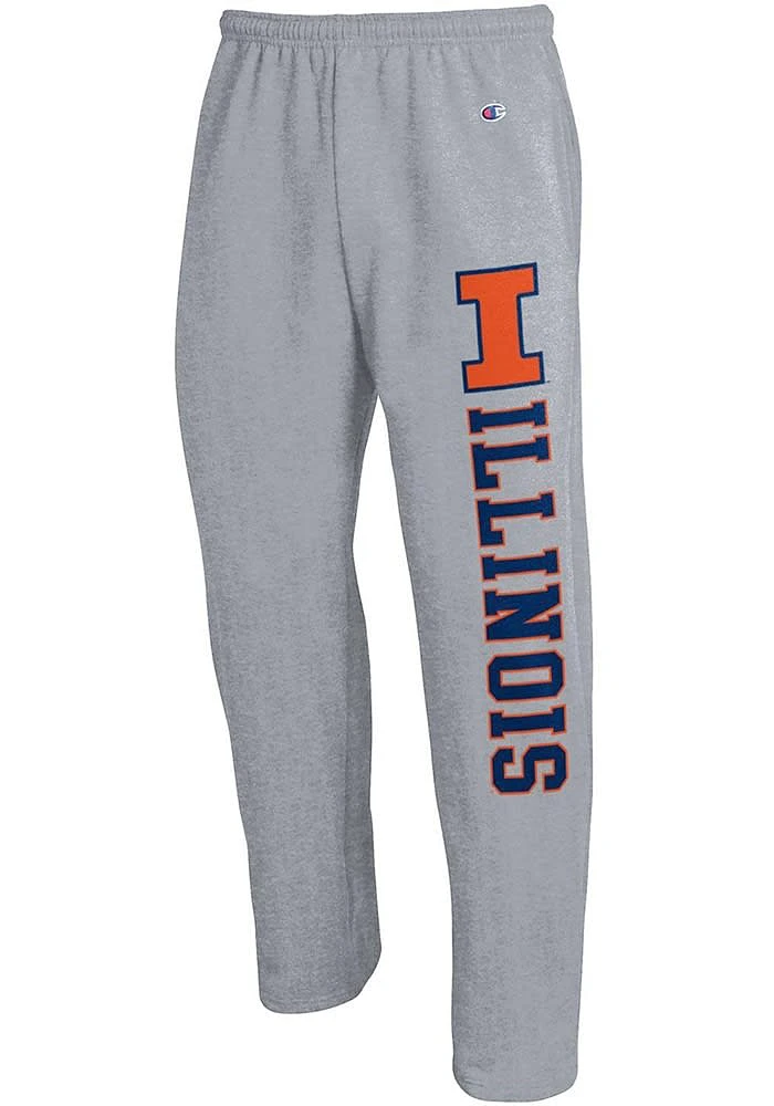 Champion Illinois Fighting Illini Mens Grey Open Bottom Sweatpants