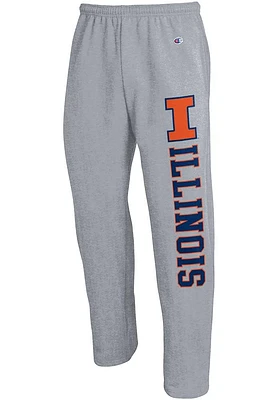 Champion Illinois Fighting Illini Mens Grey Open Bottom Sweatpants