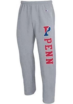 Champion Pennsylvania Quakers Mens Grey Open Bottom Sweatpants