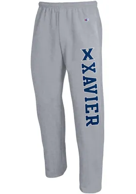 Champion Xavier Musketeers Mens Grey Open Bottom Sweatpants