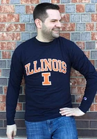 Champion Illinois Fighting Illini Navy Blue Arch Mascot Long Sleeve T Shirt