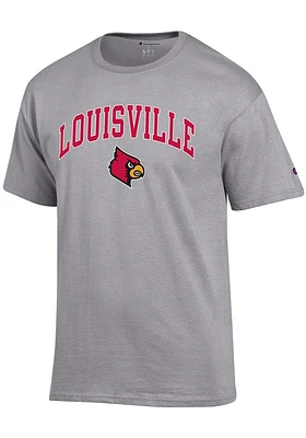 Champion Louisville Cardinals Grey Mascot Short Sleeve T Shirt