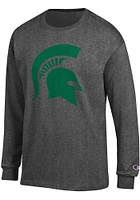 Champion Michigan State Spartans Charcoal Spartan Helmet Long Sleeve T Shirt