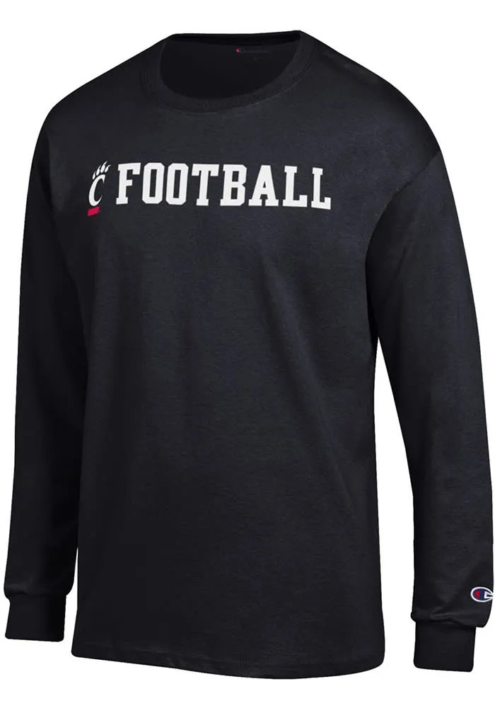 Champion Cincinnati Bearcats Black Football Paw Logo Long Sleeve T Shirt