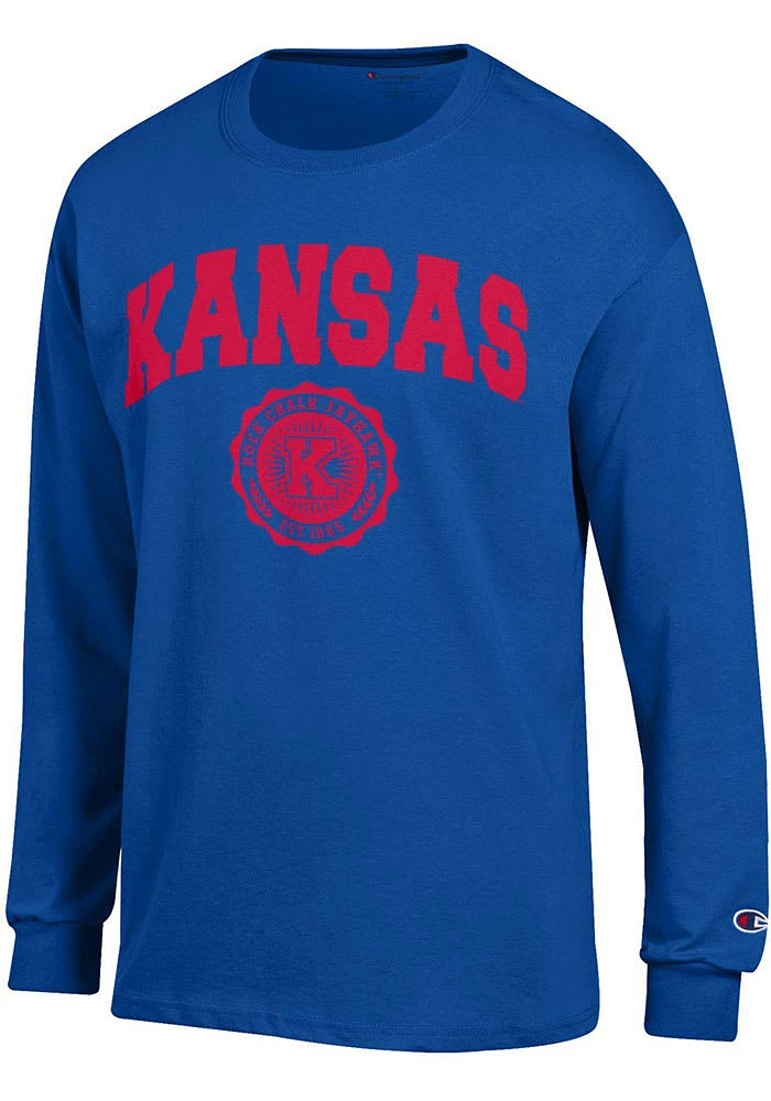 Champion Kansas Jayhawks Blue Seal Long Sleeve T Shirt