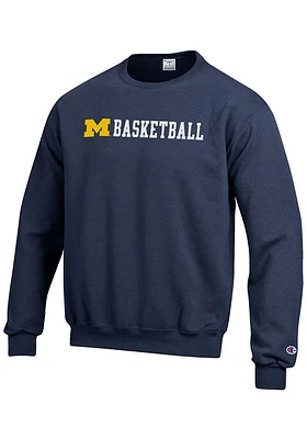 Champion Michigan Wolverines Mens Blue Basketball Series Long Sleeve Crew Sweatshirt