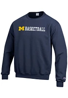 Champion Michigan Wolverines Mens Blue Basketball Series Long Sleeve Crew Sweatshirt