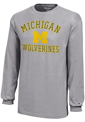 Champion Michigan Wolverines Youth Grey No 1 Design Long Sleeve T-Shirt
