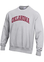 Champion Oklahoma Sooners Mens Grey Reverse Weave Long Sleeve Crew Sweatshirt