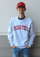 Champion Texas Tech Red Raiders Mens Grey Wordmark Reverse Weave Long Sleeve Crew Sweatshirt