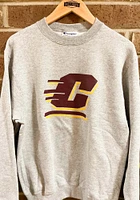 Champion Central Michigan Chippewas Mens Grey Big Logo Long Sleeve Crew Sweatshirt