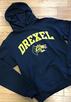 Champion Drexel Dragons Mens Navy Blue Arch Mascot Long Sleeve Hoodie
