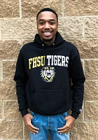 Champion Fort Hays State Tigers Mens Black Arch Mascot Long Sleeve Hoodie