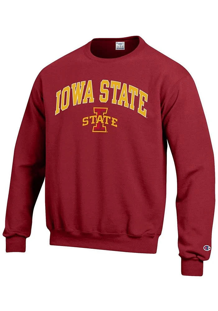 Champion Iowa State Cyclones Mens Cardinal Arch Mascot Long Sleeve Crew Sweatshirt