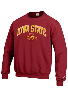 Champion Iowa State Cyclones Mens Cardinal Arch Mascot Long Sleeve Crew Sweatshirt
